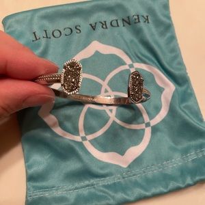 Elton Silver Cuff Bracelet in Platinum Drusy